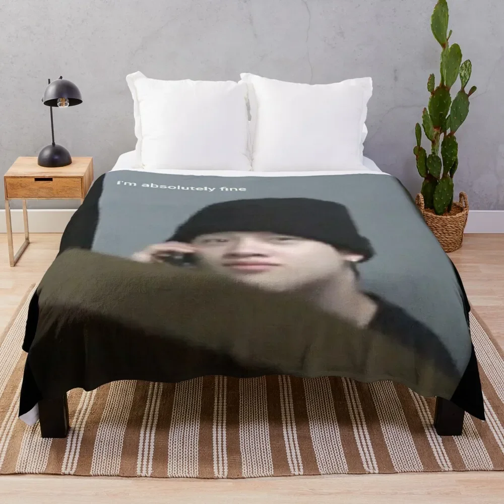 Bang Chan cellphone meme Throw Blanket Hairy Travel Blankets