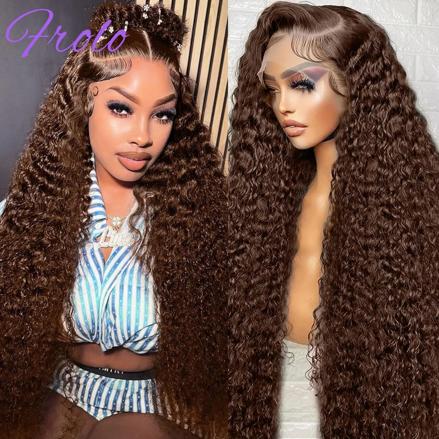 

Chocolate Brown 13x6 Human Hair Wigs Hd Lace Deep Wave 100% Human Hair Wigs 13x4 Lace Front Wig Pre Plucked Brazilian Hair