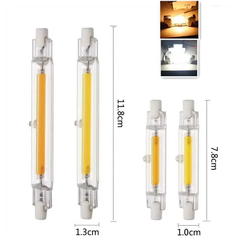 Dimmable LED Light R7S 78mm 118mm High Powerful Spotlight AC 110V 220V Glass Tube COB Bulb Replace Halogen Lamp