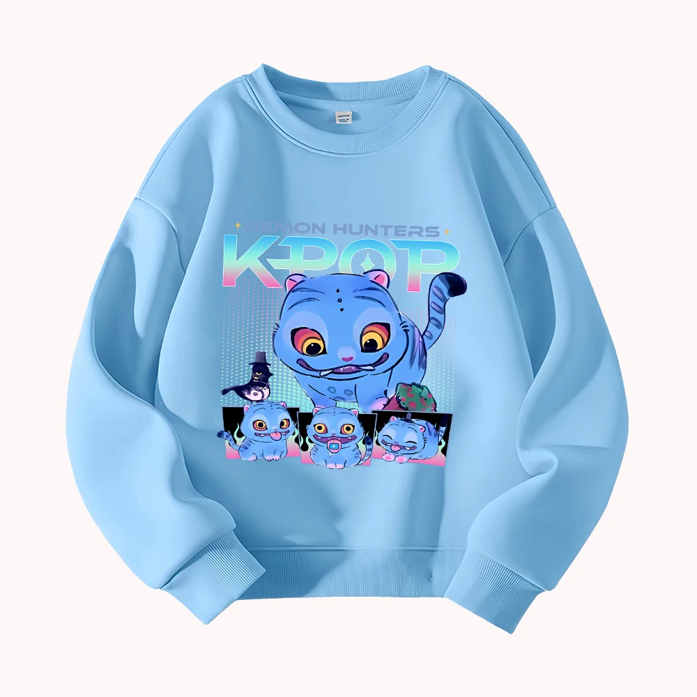 

Толстовка с рисунком «Охотники на демонов» Kpop Blue Cat для женщин и мужчин, уличная одежда в стиле Харадзюку, повседневный пуловер