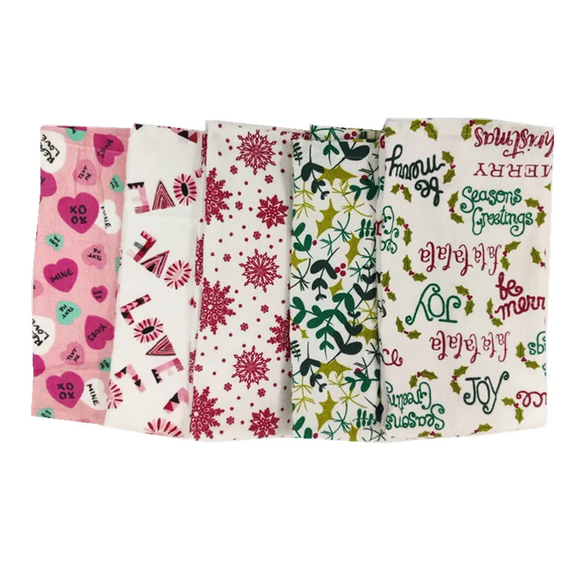 

1Pc 41x65cm Christmas Style Printed Cotton Kitchen Cleaning Cloth Dishcloth Tea Towel Xmas New Year Party Gift