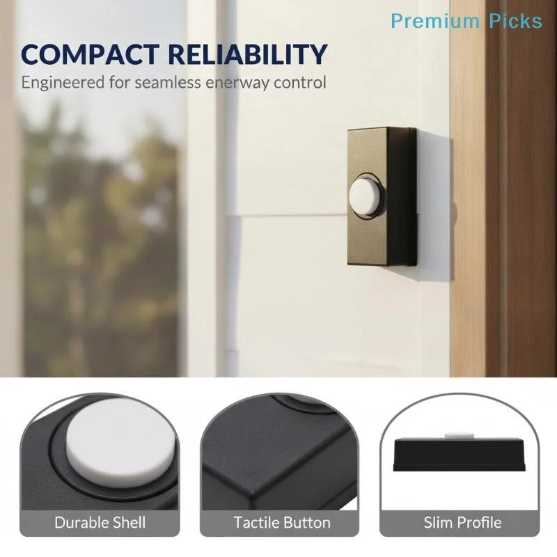 portableWall Mounted Doorbell Switch Smooth Surface Plastic Push Button Replacement with Screws for Home Front Porch