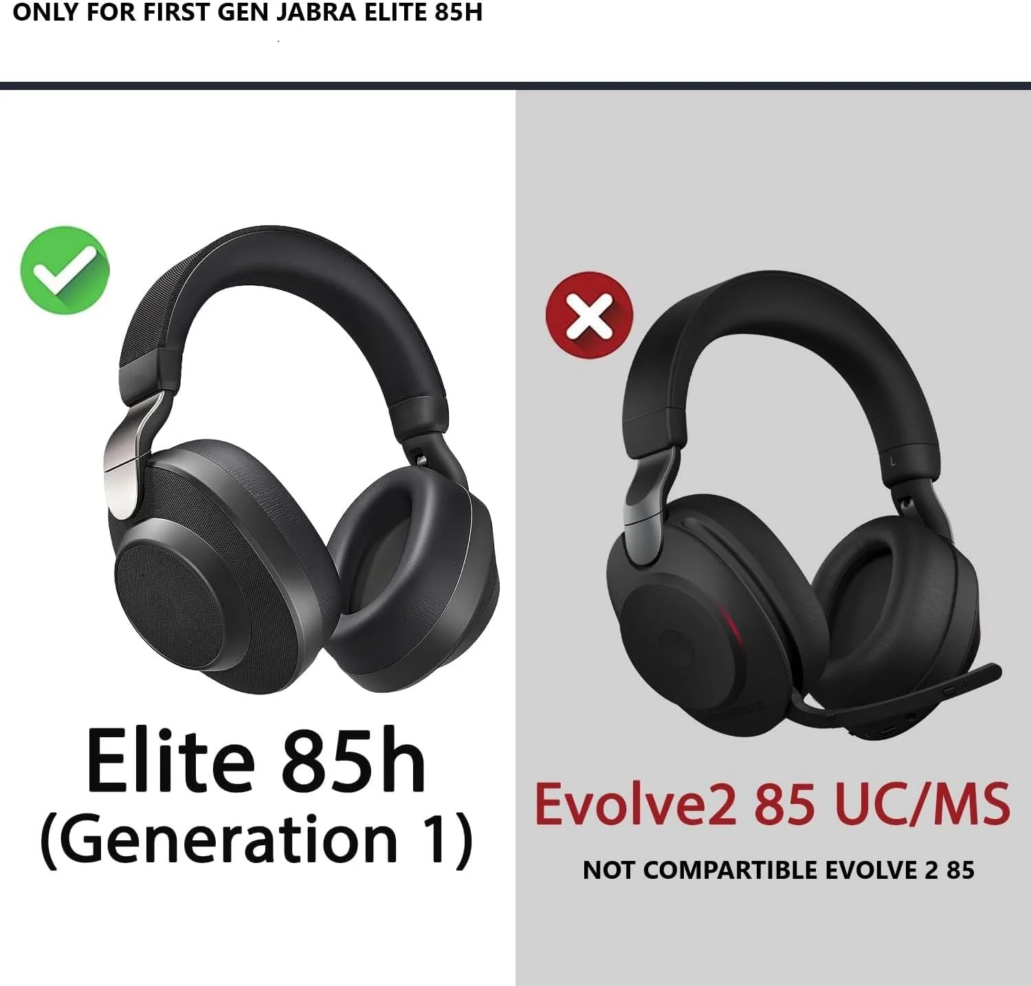 KUTOU Replacement Ear Pads Cushions for Jabra Elite 85h Wireless Over-Ear Headphones, Earpads with Soft Protein Leather