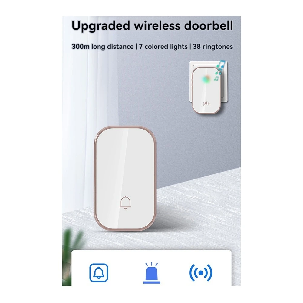【Superdeals】Smart Wireless Doorbell 300M Range Home Welcome Door Bell 38 Songs Melodies Distinction Doorbell Chime