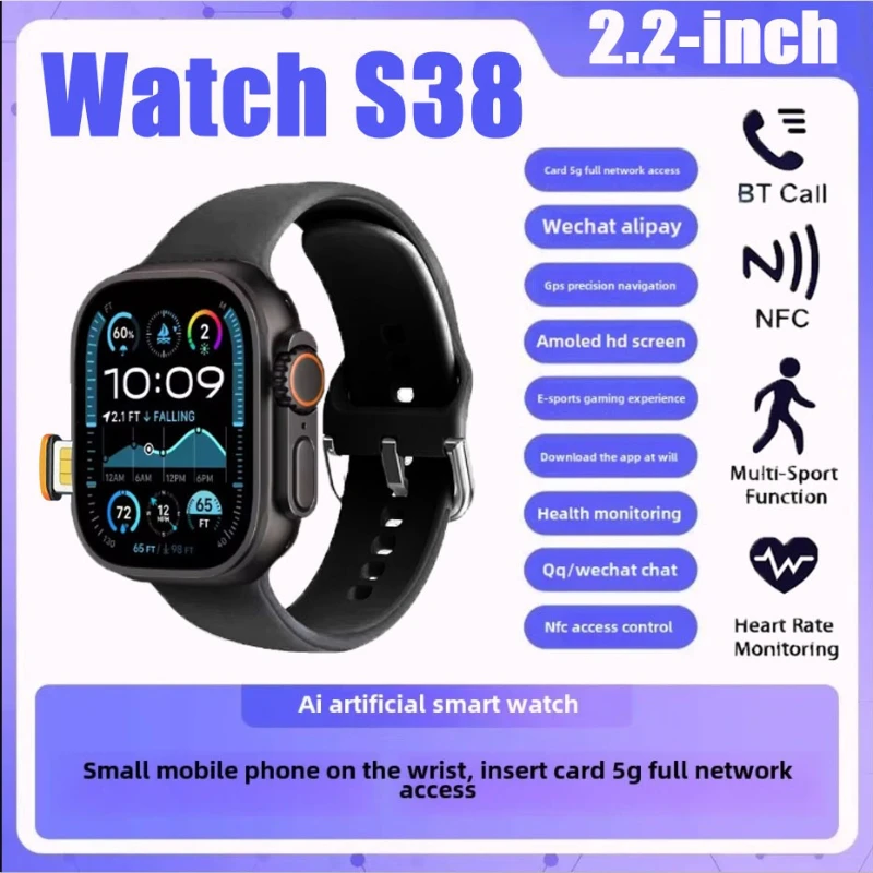 

Горячая s38 4G5g All Network S38 Смарт-часы Android Работает S10 Система GPS Карта Google Play Шагомер Трекер сна SIM-карта