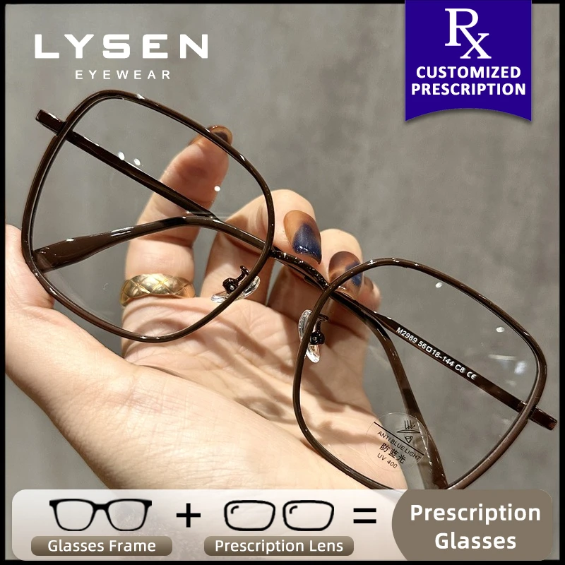 

LYSEN Fashion Oversize Square Lady Myopia Prescription Glasses Photochromic Progressive Glasses Anti Blue Light Computer Glasses