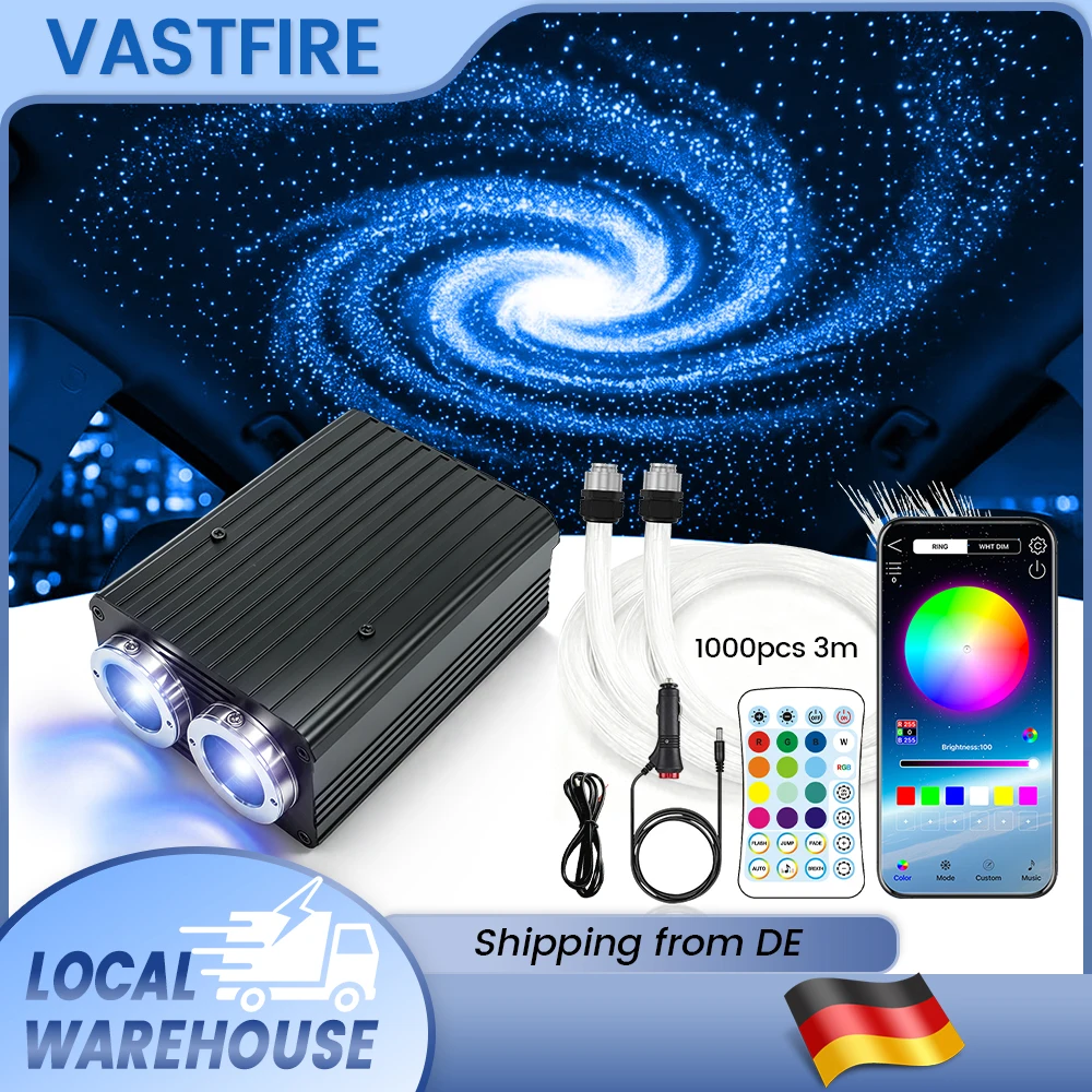 RGBW Glasfaser-Sternenhimmel-Deckenleuchte für Autos, Bluetooth-App-gesteuertes Sternenlicht-Kit mit Musik-Synchronisation & Fernbedienung, Funkel-Effekt für Autodach- und
