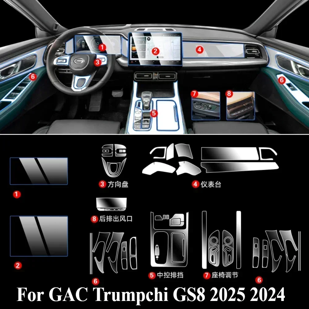 

Защитная пленка для GAC Trumpchi GS8 2025 2024, аксессуары для интерьера, прозрачная панель шестерни из ТПУ, навигационная центральная консоль PPF