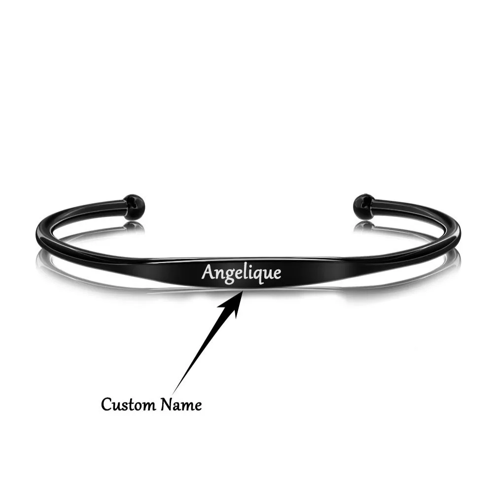 Personalized Stainless Steel Bangle for Men Women Customized Engraved Name Cuff Bracelet Unisex Custom Jewelry Accessories