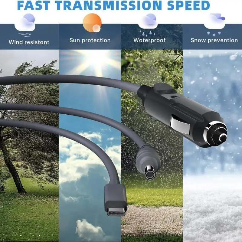 E1PF 3 في 1 كابل طاقة لطبق القمر الصناعي المصغر مع موصلات USB C و DC12V PVC