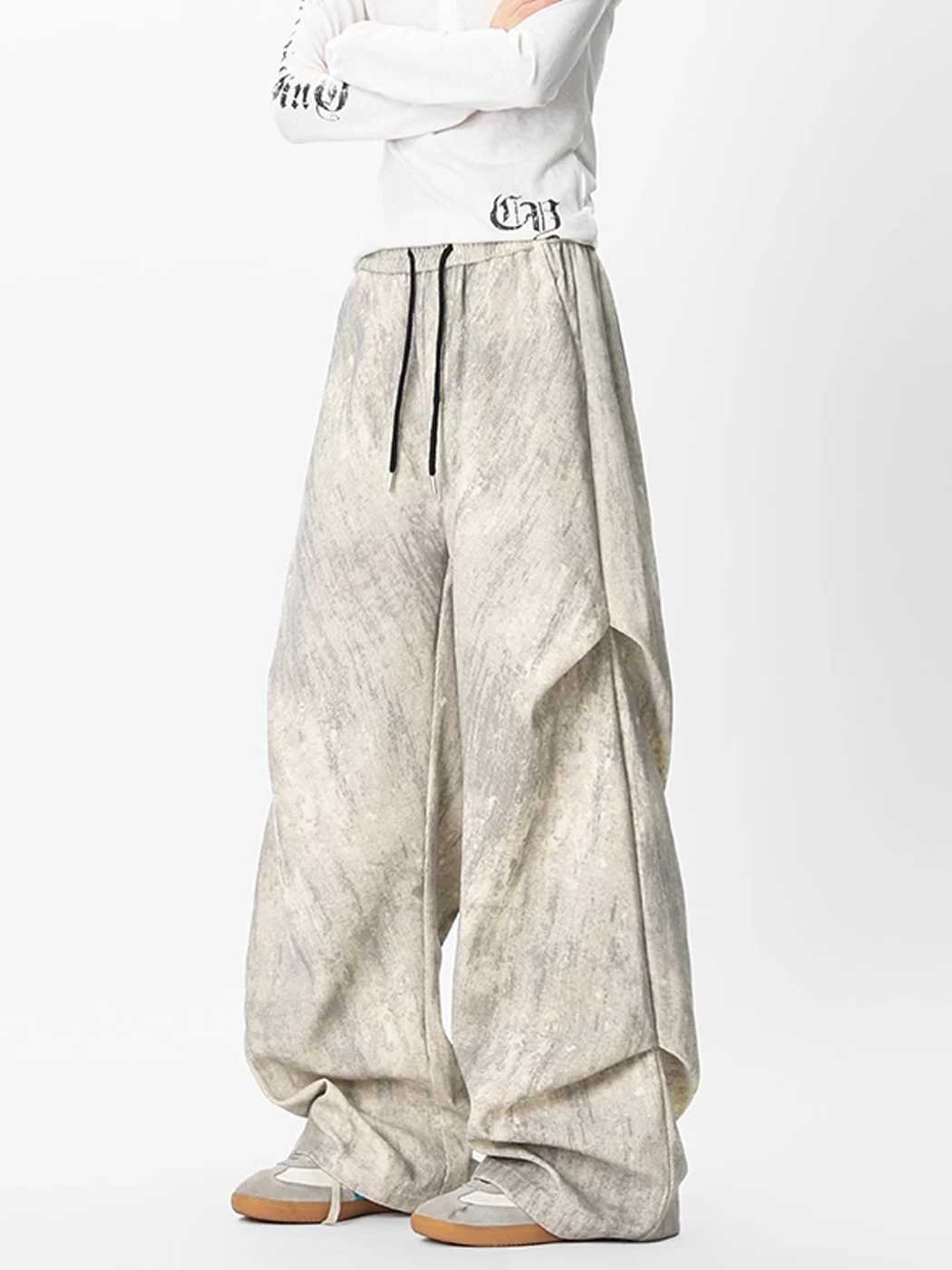 

Men's Corduroy Sweatpants Heavyweight Tie-Dye Design Paratrooper Long Pants Casual Folded Waist Autumn Faion Breathable