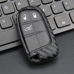 Funda de silicona de fibra de carbono para llave inteligente, para Jeep Grand Cherokee Compass Renegade/Dodge Journey Durango/Fiat 500X/Chrysler 300