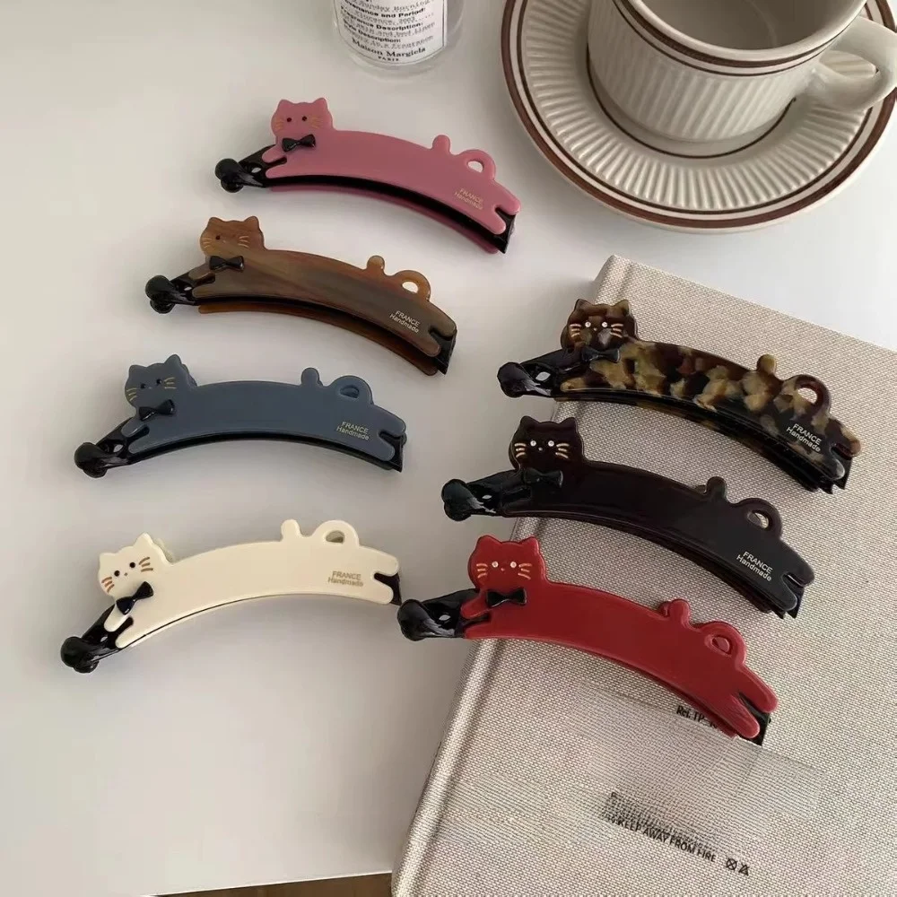 New Cute Cat Banana Clip Hair Accessor Hair Styling Tools Korean Style Twist Clip Large Vertical Banana Scratching