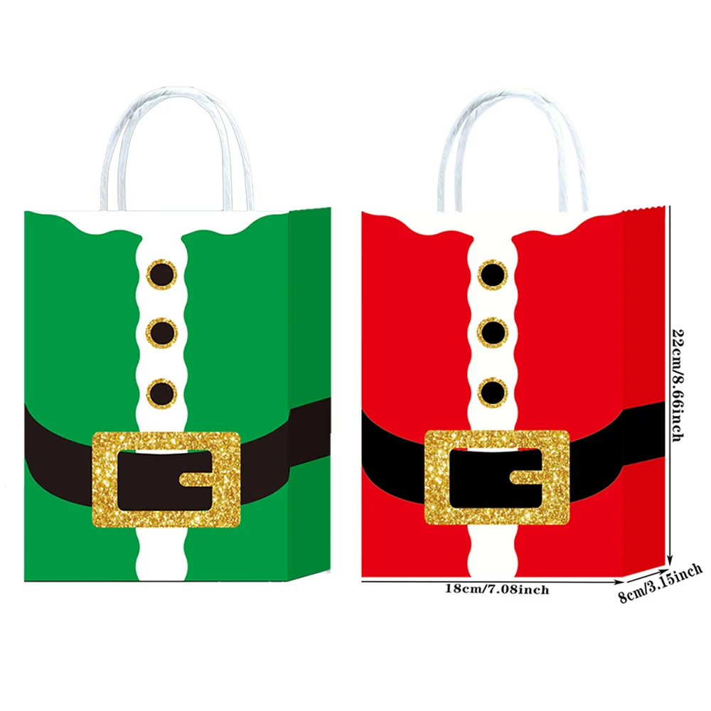6/12/24/30Pcs Christmas Party Gift Bags with Handles Xmas Treat Bags Various Styles Christmas Wrapping Paper Bags Decoration
