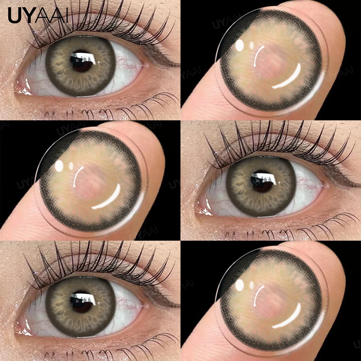 UYAAI 1 Paar farbige Kontaktlinsen, Make-up, blaue Schüler, natürliche braune Linsen, hochwertige grüne Farbe, Augenlinse, kosmetische Farbe – Detail 9