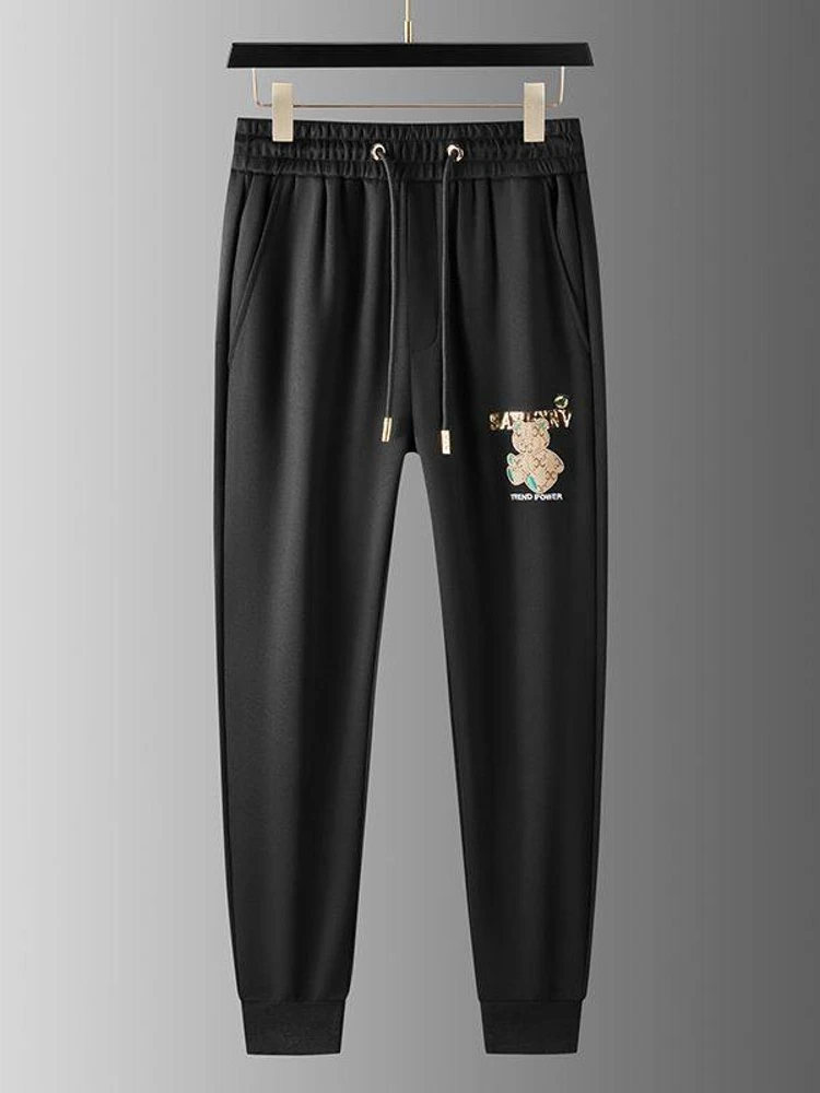 

Redibol Station High End Bear Embroidery Men's Casual Pants Trendy Sports 2023 Autumn New Sle Long Pants Flat Velvet