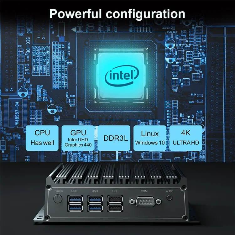 Windows 10 Pro Intel Core i7 SDDR 4 Go/8 Go j4125 IPC-X1 SSD Fanless Computer 8300U Mini PC industriel