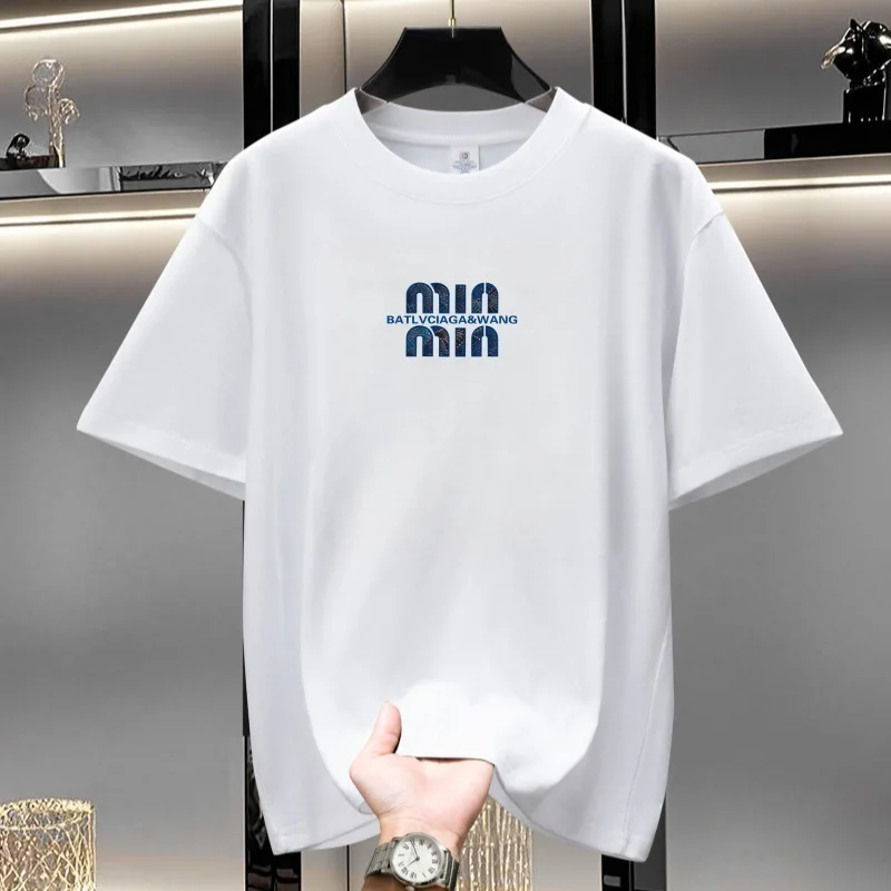

2025 New Men's Heavyweight Cotton T-Shirt Oversized Short Sleeve Round Neck Loose Fit Comfortable for Casual Streetwear Free