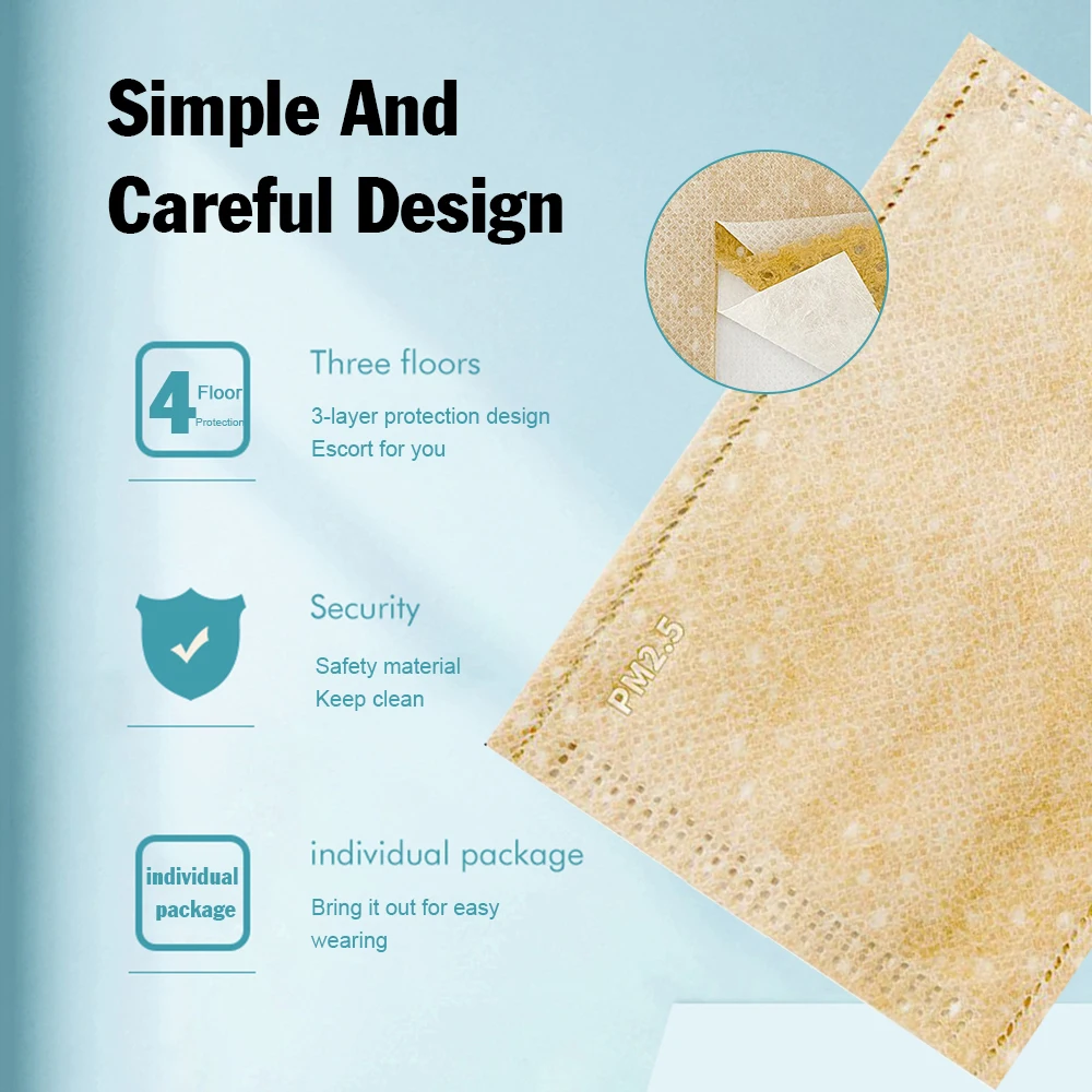 1/2 pz Anti Haze facile da trasportare sicuro da usare filtro a carbone attivo a 5 strati materiali di alta qualità maschera non allergica antipolvere