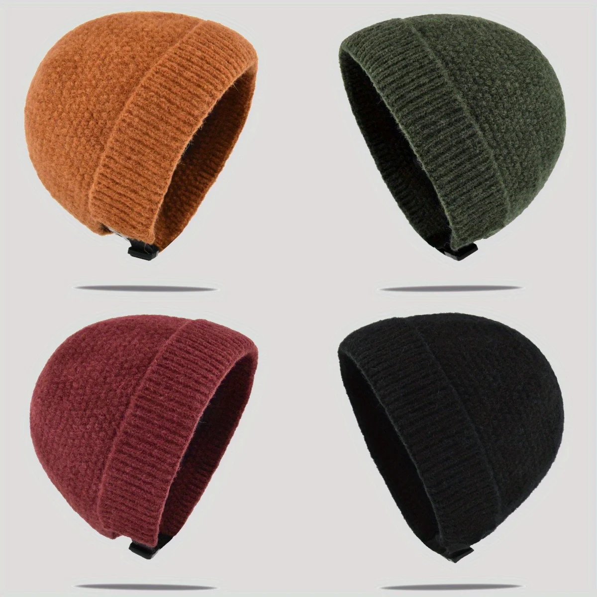 

1PC Autumn and Winter Short Brim Beanies Minimalist Soild Knittsd Hats for Men