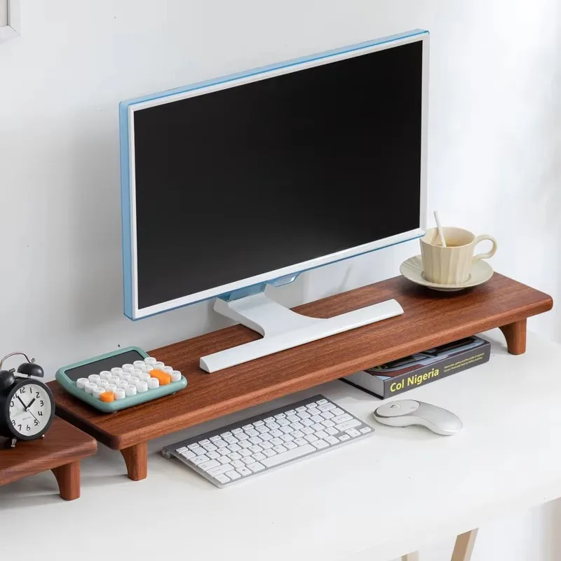 

Wooden Monitor Riser for Desktop, Adjustable Computer Stand with Shelf, Curved Corners, Perfect for Home Office or Study Desk