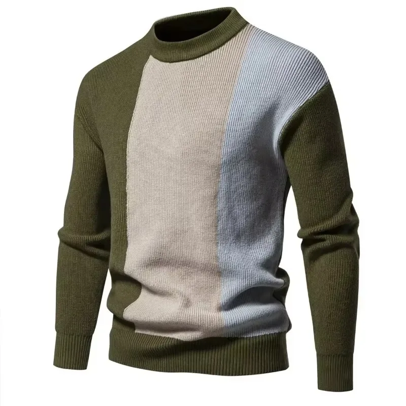 Maglione dolcevita cucito bicolore da uomo nuovo Maglione maglione da uomo a maniche lunghe elegante e confortevole