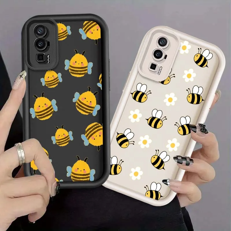 Cute Little Bee Drawing Design For Xiaomi Redmi K70E 14R 14C 13 13C K60 Plus Pro Ultra 5G 4G Eye Ladder Phone Case Cover