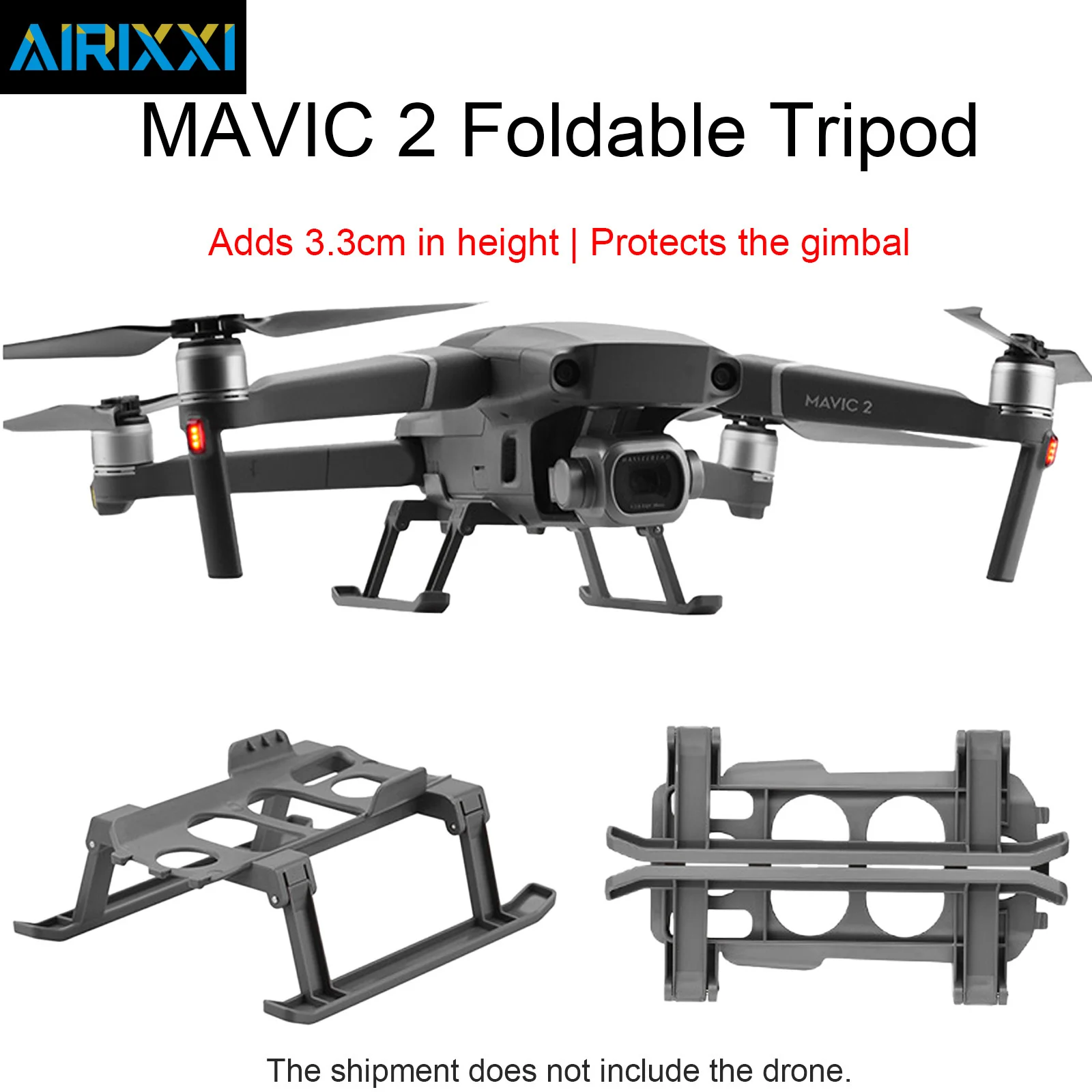 Airixxi Dji Mavic 2 Pro Zoom - Extensor de Altura de Aterrizaje Plegable de 33 mm para Drones