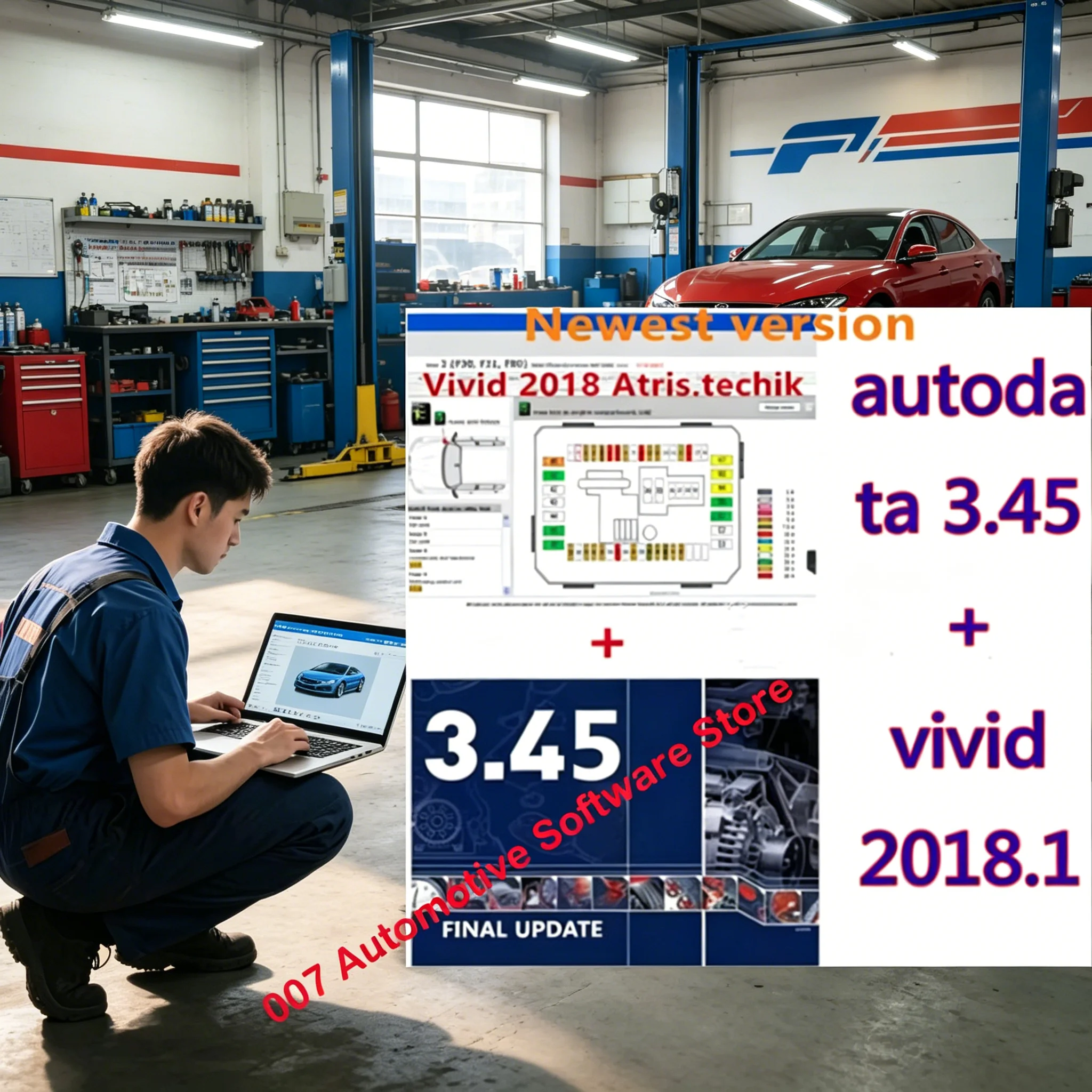 

10in1 I2026 latest 3.45AutoData Car Software + Vivid Workshop Data Atris-Stakis Technik 2018.01V Multi languages Polish Spanish