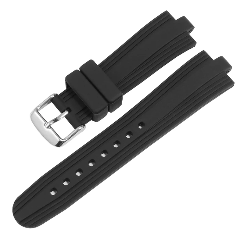 Silicone Watch Strap Fit Bvlgari Diagono Raised Mouth Waterproof Sweat-Proof Soft Comfortable Men Women Black Rubber Watchband