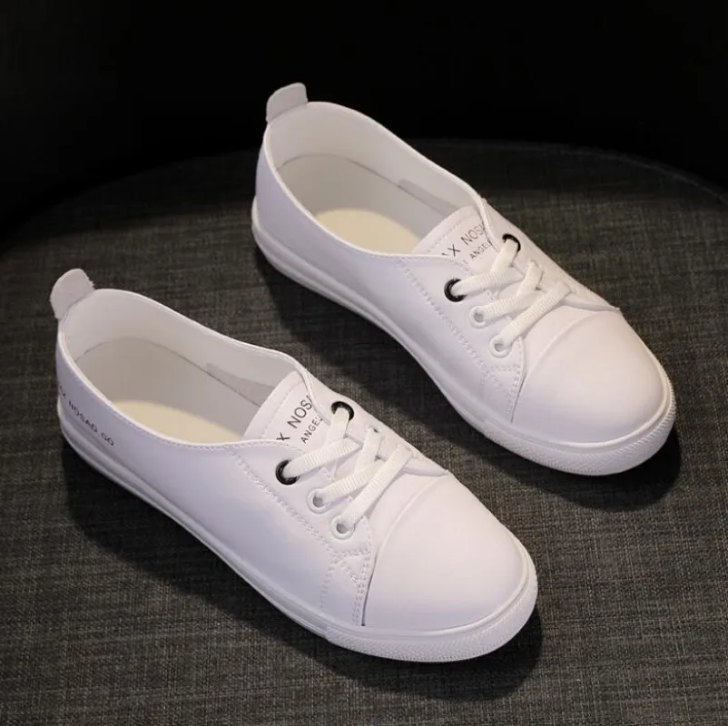 2023 New Genuine Leather Casual Sneakers for Women Plus Size Spring Summer Skate Shoes Ladies Vulcanized Shoes Little White