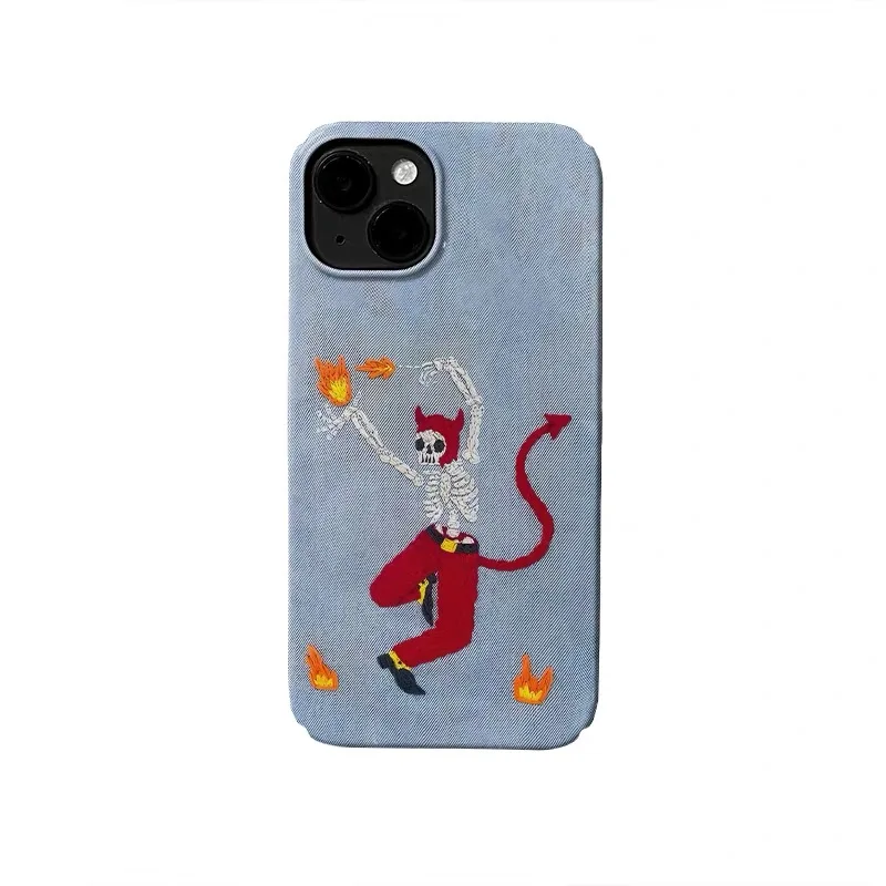 

Blue Skull Cartoon Illustration Phone Case for IPHONE 17 Air 16E 15 PROMAX 14Plus 13 12 MINI 11PRO 16Plus XR Acrylic Phone Cover