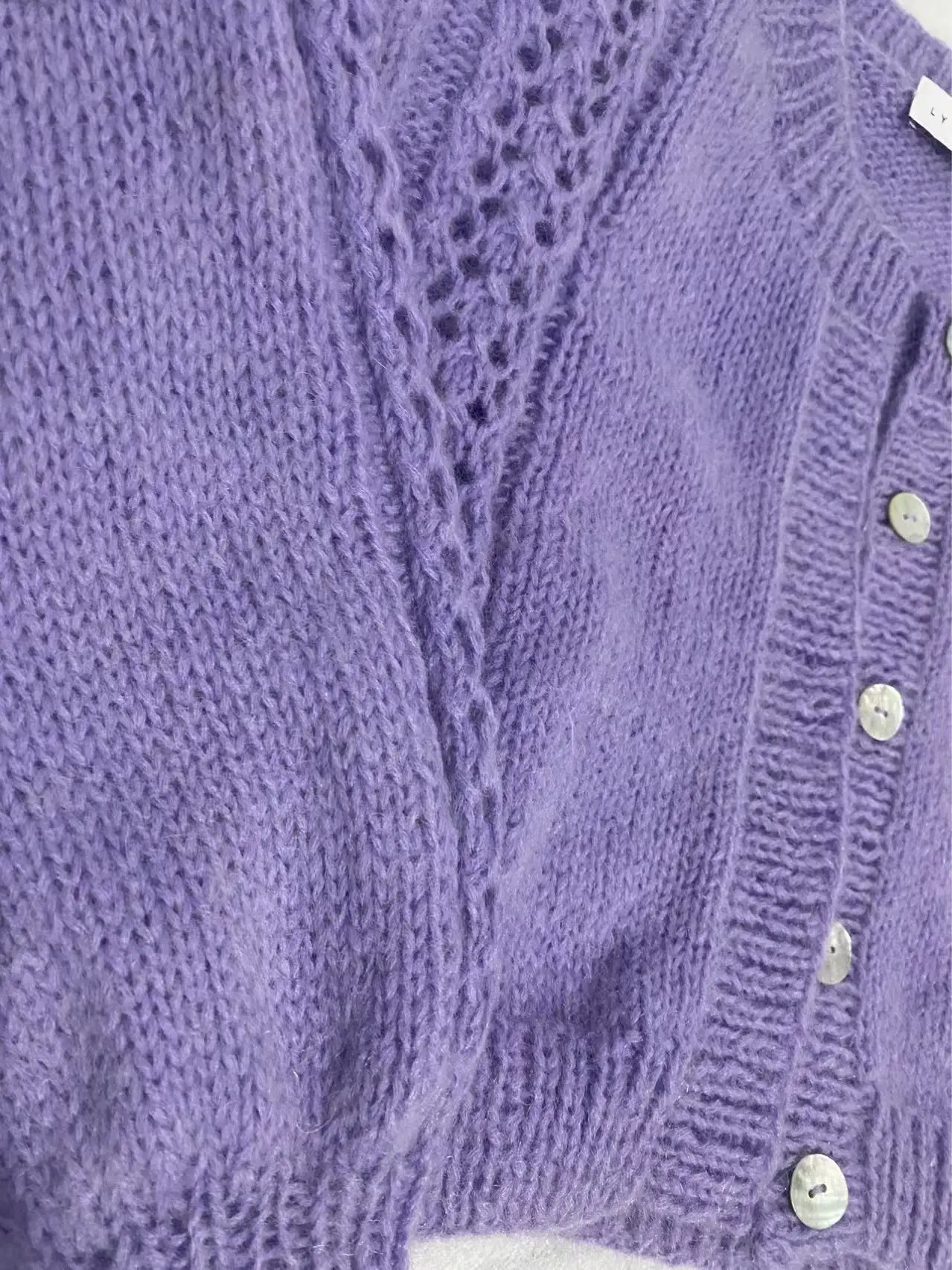 Hollow pattern embroidered sweater with buttons, hand woven cardigan made of pure wool, creating an atmosphere of young students