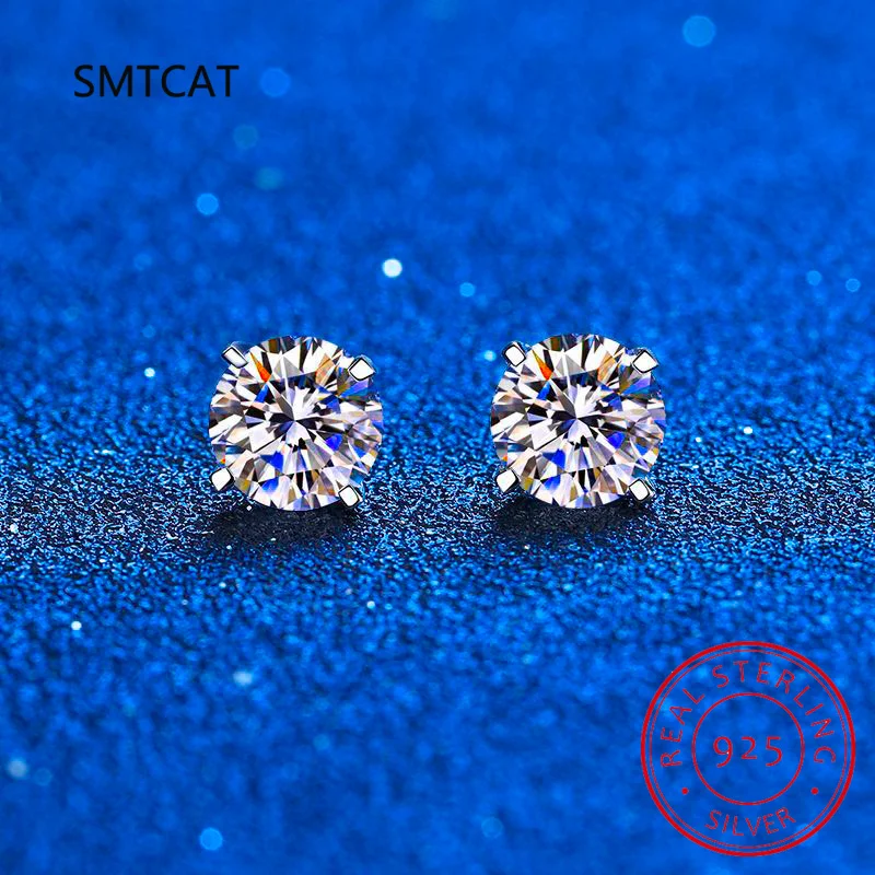 Certified 2ct D Color Moissanite Studs Earrings for Women White Gold S925 Sterling Silver Brilliant Lab Diamond Earring