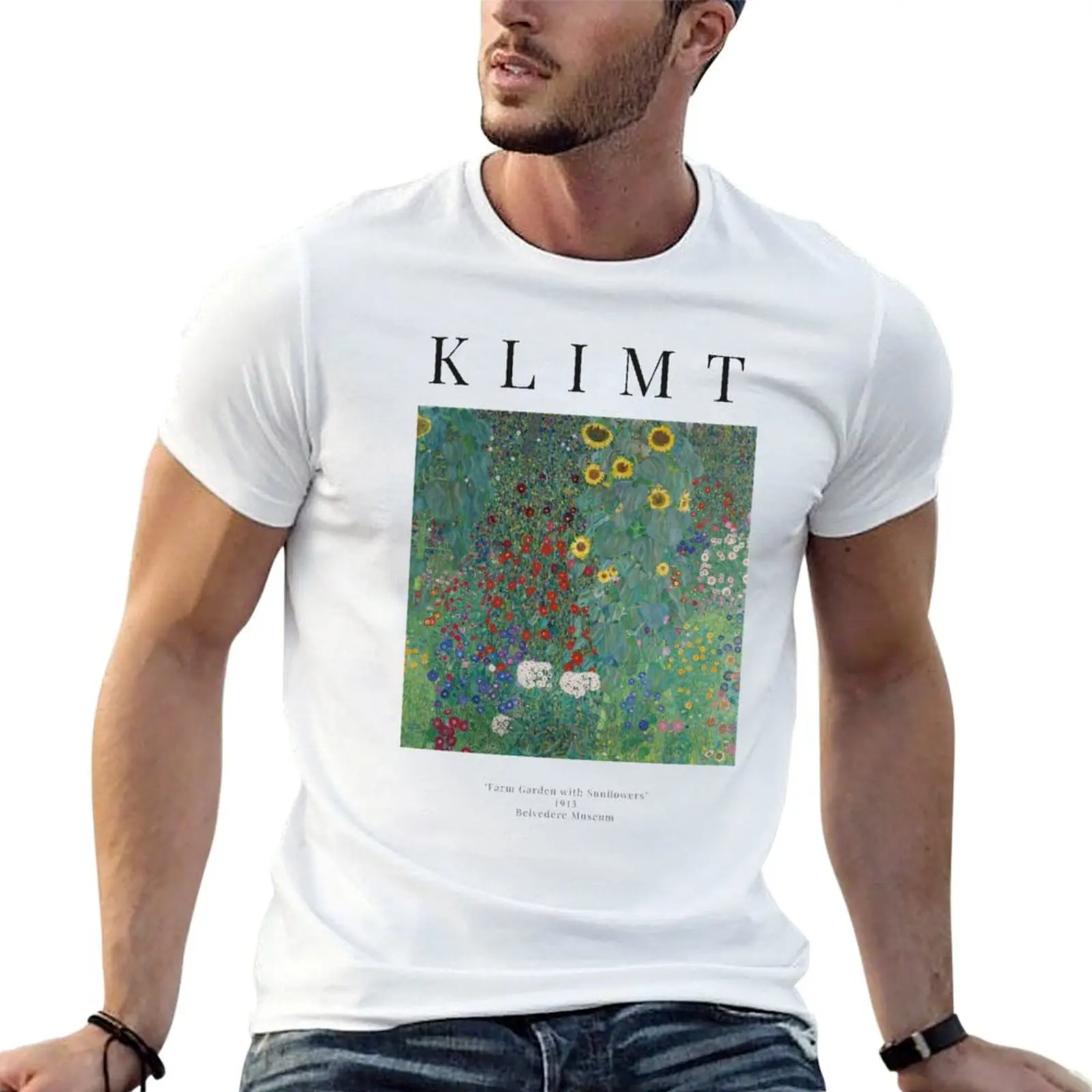 

Cottage Garden With Sunflowers - Gustav Klimt - Exhibition Poster T-Shirt t shirt personalised t shirt man designer T-Shirt