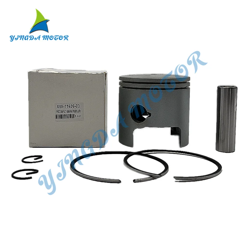 High Quality Piston Set (0.50mm O/S) 688-11636 for Yamaha Outboard 48HP 50HP 55HP 75HP 85HP 688-11636-02 688-11636-01 82.5mm