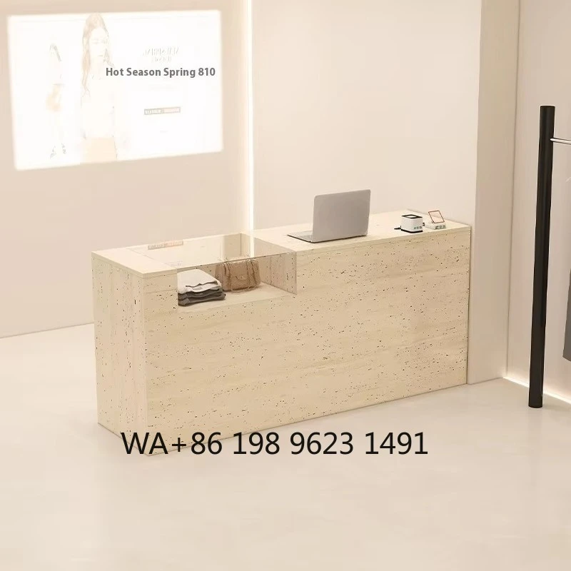 Modern Wooden LED Light Reception Counter Multi-scene Front Desk For Clothing Store Beauty Salon Hotel Hospital Business Use