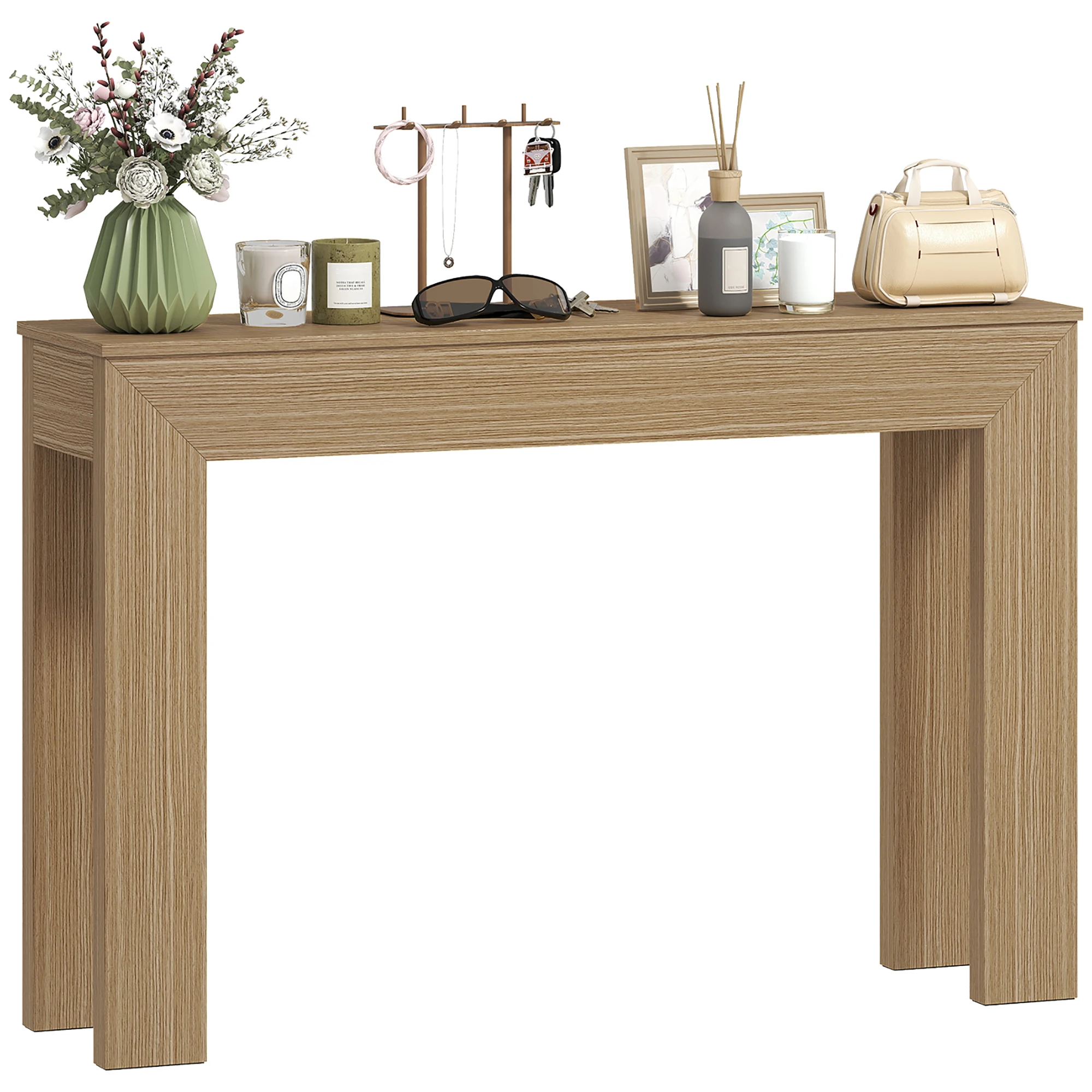 Modern Entryway Table, 47" Narrow Console Table for Entryway, Sofa Table Behind Couch, Living Room, Hallway, Natural Wood