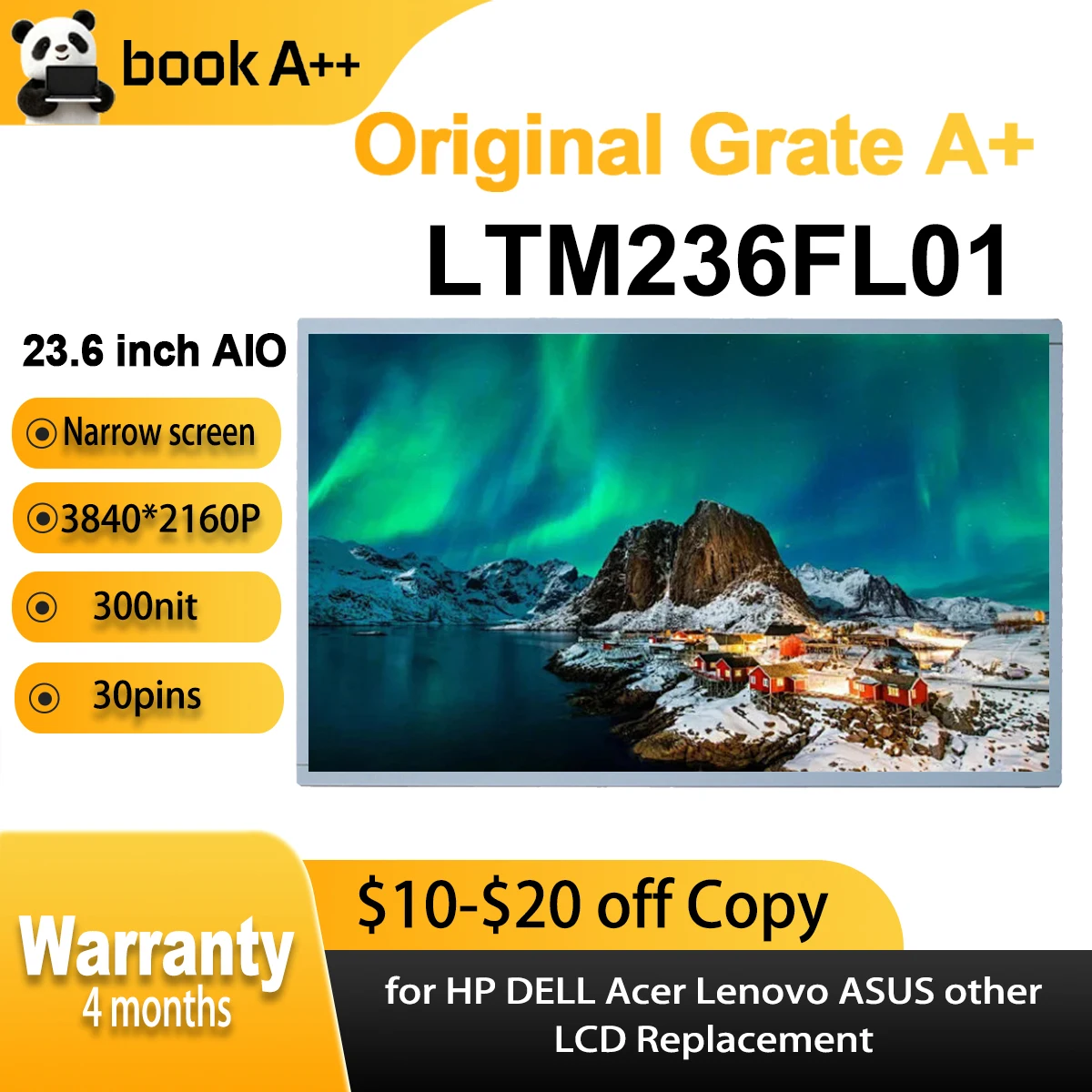 الأصلي الجديد A + 23.6 "LTM236FL01 لشاشة HP Lenovo Acer ASUS Dell AIO LCD #1