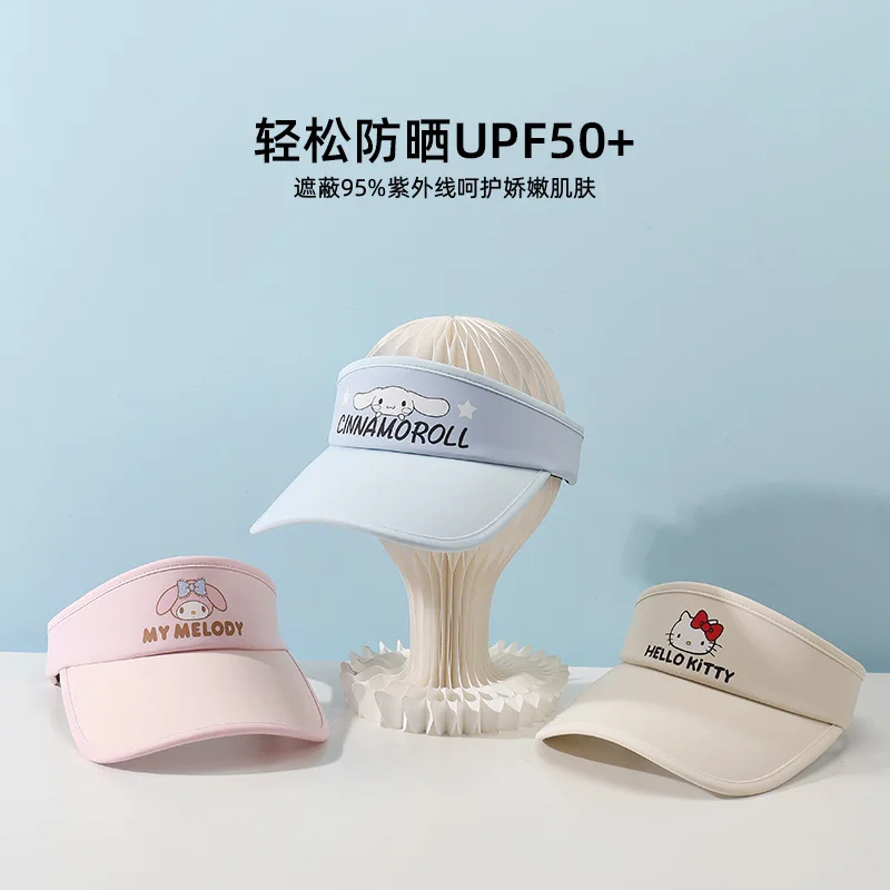 Sanrio Hello Kitty Hat Girth 56-60Cm Golf Hollow Hat Girl Cute Adult Cartoon Cinnamoroll My Melody Kuromi Embroidery Sun Hat