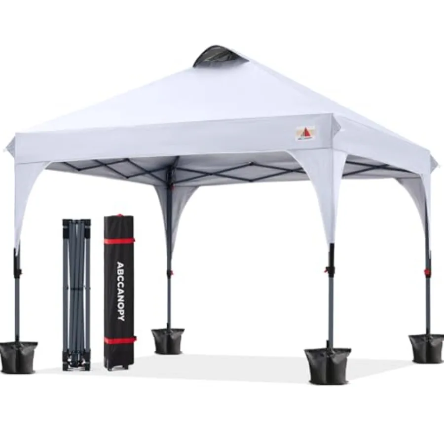 

Outdoor Pop up Canopy Tent, 10x10 Instant Portable Canopy for Camping, Beach, Backyard, White