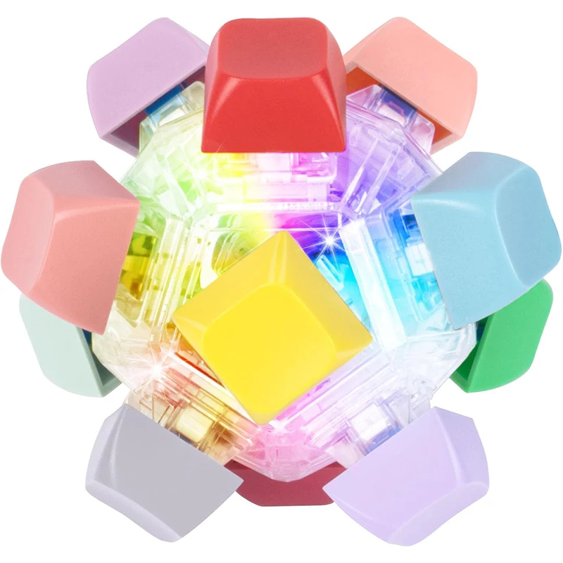 12 Keys Magic Ball Fidget Toys DIY Finger Keyboard Clicker Keycap Stress Relief Cube Toy Decompression Gift for Kids Adults