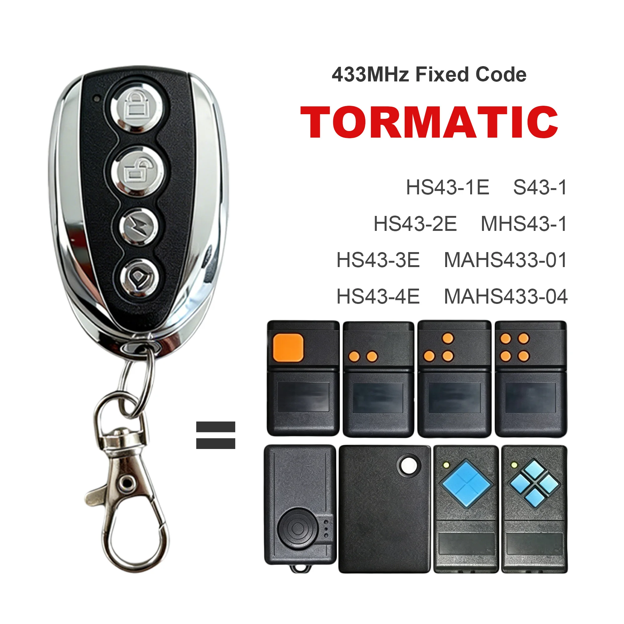 

Universal 433.92MHz 4‑Button Gate Remote Control Keychain For MOTOSTAR PROTECO ROGER TORMATIC FERPORT