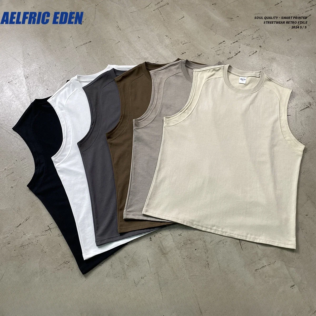 Aelfric Eden 190g Cotton Solid Color Quick Drying Vest 2024 Basketball Sports Style Streetwear Fashion Loose Men Vest T Shirt