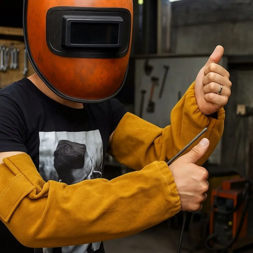 

Дышащие кожаные защитные приспособления для сварочных рук Устойчивость к порезам Устойчивость к истиранию Сварочные рукава Высокая термостойкость