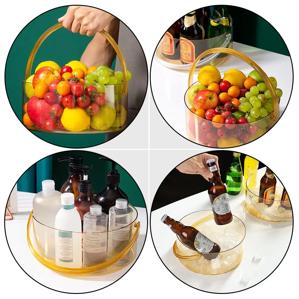 

Portable Ice Bucket Beer Cooling Beverage Bottle PET Plastic Clear Bar Snacks Sturdy H Home Restaurant Hotel KTV Cafe