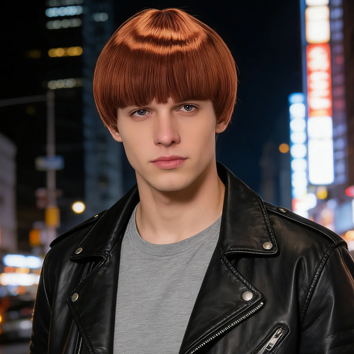 

Men's Orange Brown Short Cosplay Wig Heat Resistant Synthetic Hair for Character Costume
