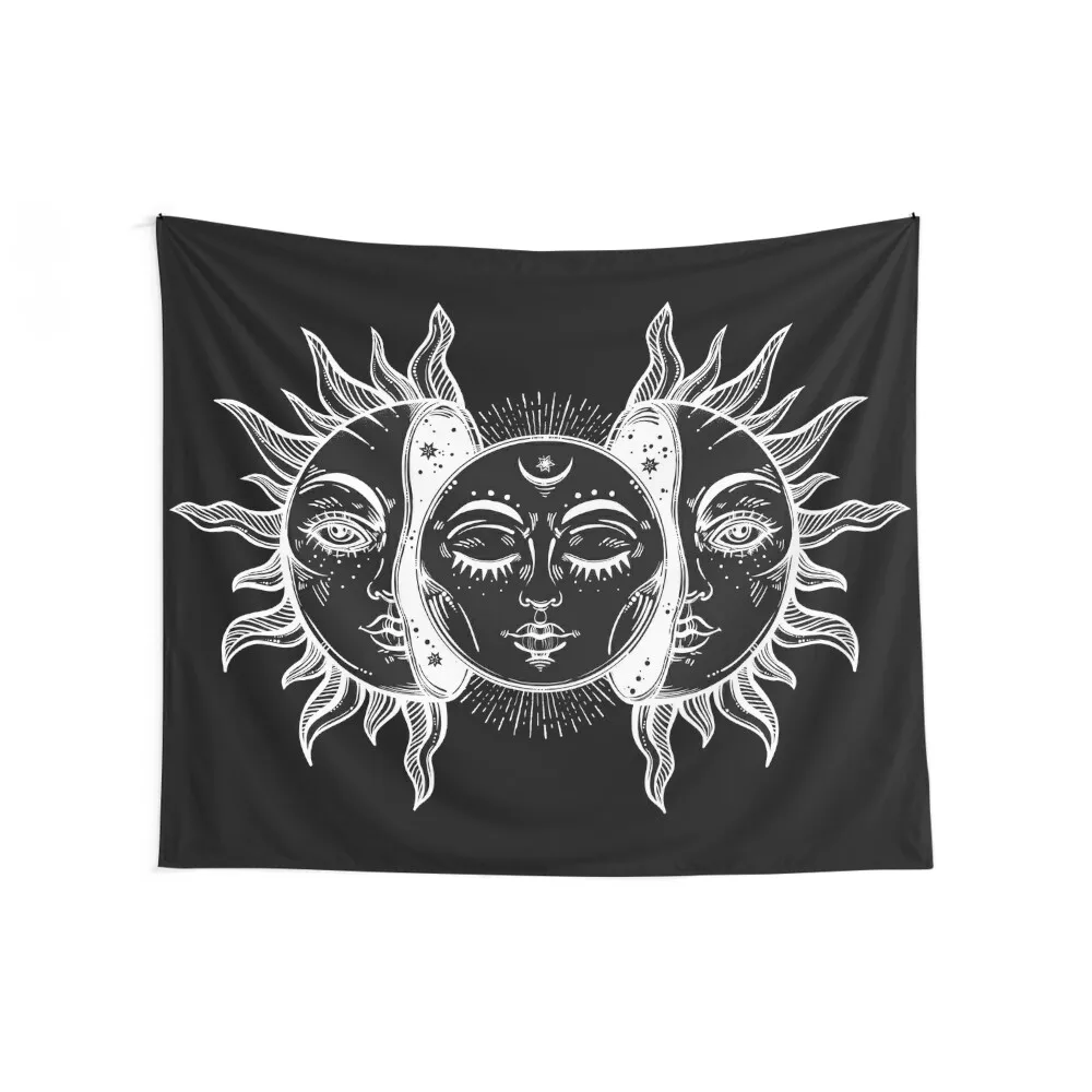 Vintage Sun and Moon Solar Eclipse Tapestry Decoration Bedroom Mushroom Tapestry