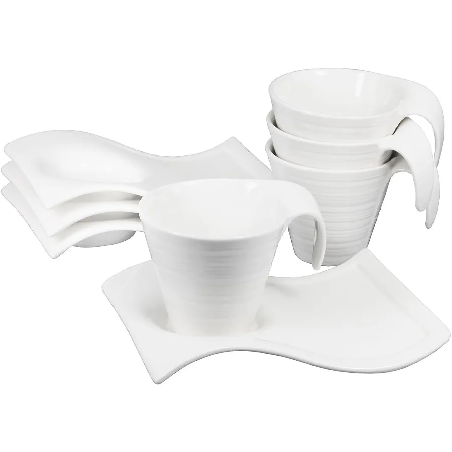 

Porcelain Coffee cup and saucer Mugs5.17 Ounce Savor Espresso Mugs Cups for Latte Hot Tea Cappuccino Mocha Cocoa Mugs Set