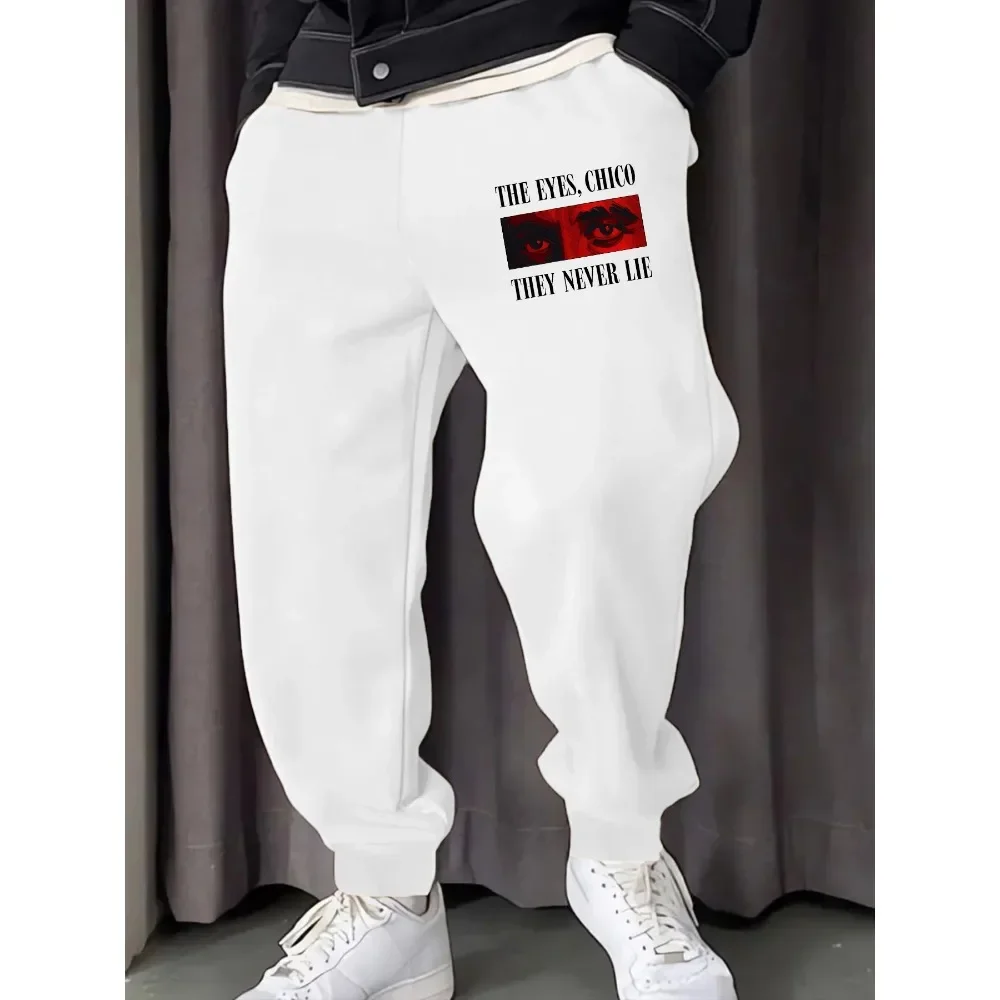 

The Eyes They Never Lie Printing Man Sweatpants Pocket Hip Hop Trousers Soft Multicolor Pants Y2K Fleece All-Match Pant